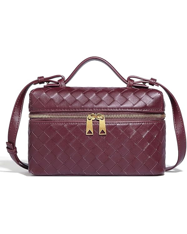 Trendy Woven Crossbody Purse Bag for Women Cute Shoulder Bag Square Box Bags Mini PU Leather Top ... | Amazon (US)