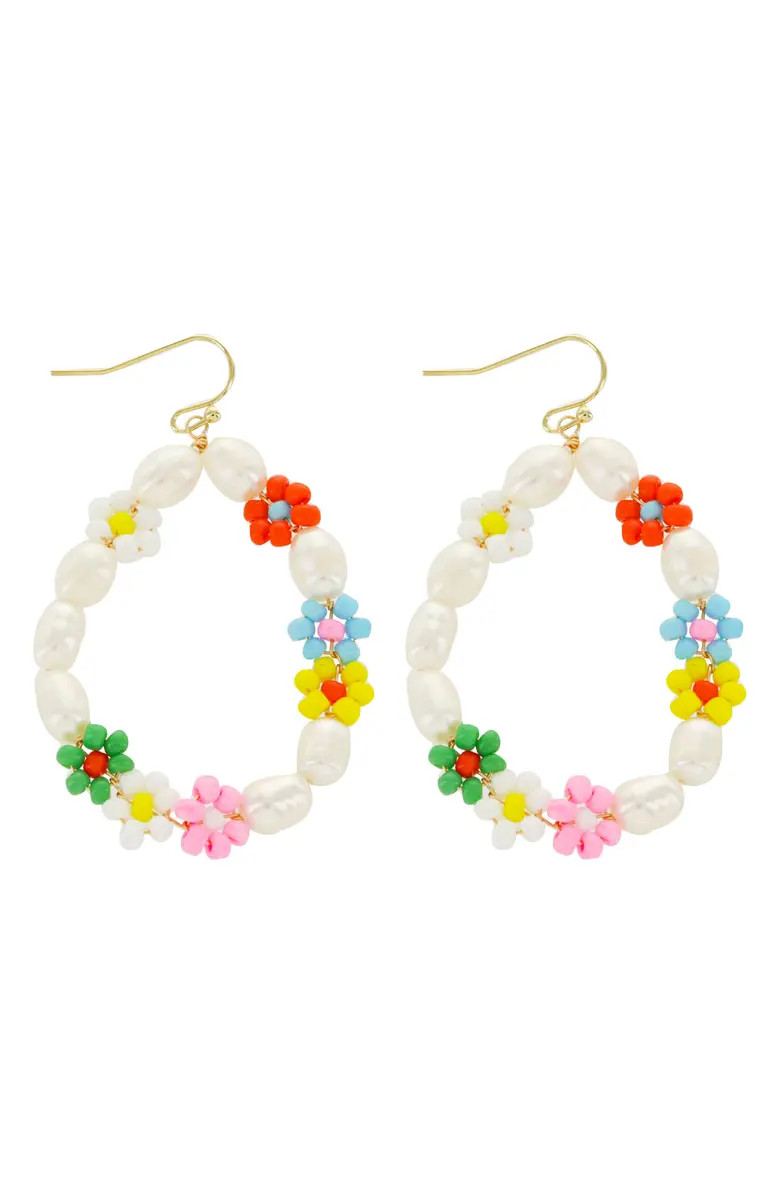 Flower & Cultured Pearl Drop Earrings | Nordstrom