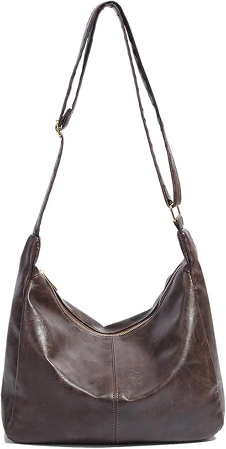Hobo Bag for Women - Vegan Leather Slouchy Shoulder Purse with Adjustable Strap & Zipper Closure | Amazon (US)