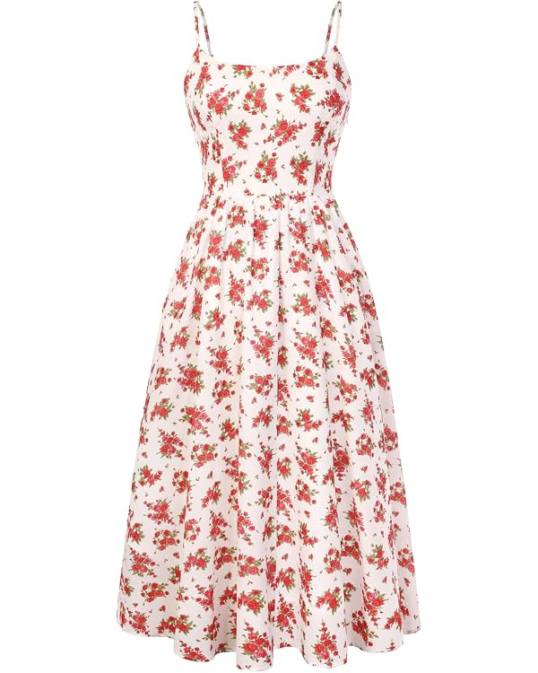 Belle Poque Floral Dress for Women 2026 Summer Sleeveless Midi Sun Dresses A-line Beach Elegant S... | Amazon (US)