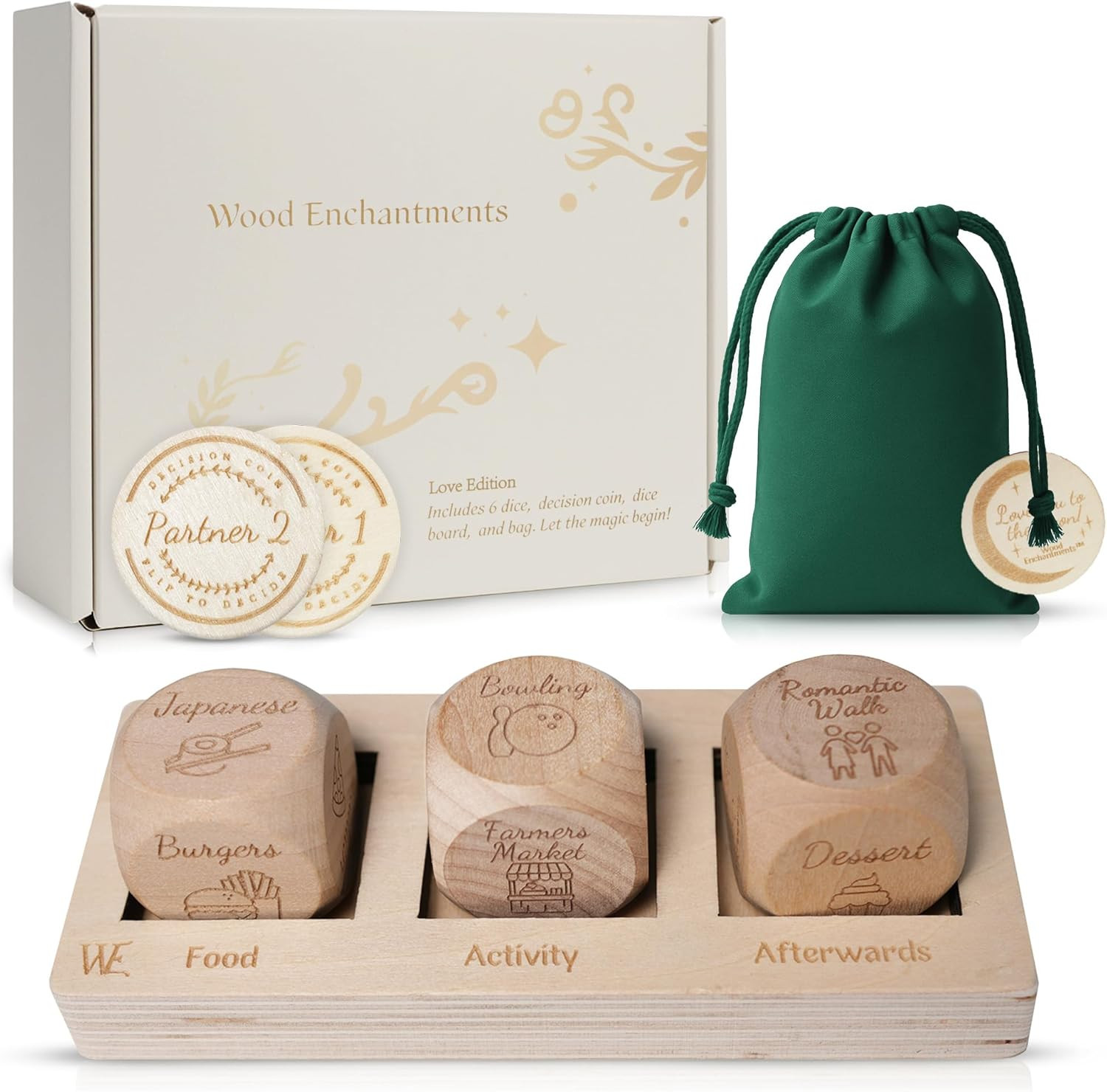 Deluxe Date Night Dice Game - Fun Romantic Couples Gift - 5 Dice, Decision Coin, Board & Carry Ba... | Amazon (US)