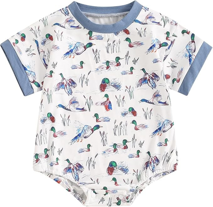Infant Baby Boy Girl Mallard Duck Romper Short Sleeve Animal Duck One Piece Bodysuit Tops Hunting... | Amazon (US)