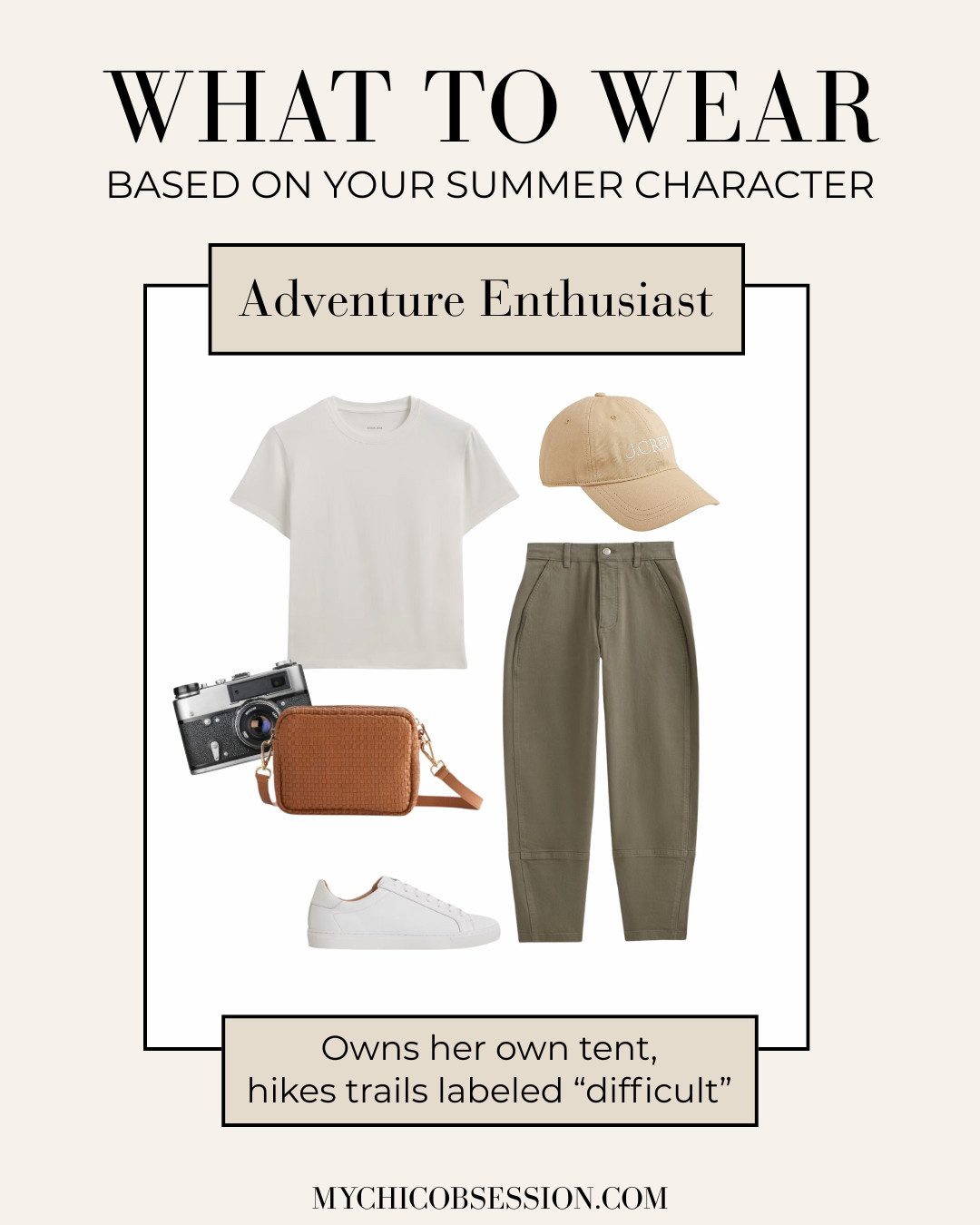 If you love spending your summer going from adventure to adventure, try this summer outfit. Pair a classic white tee with olive green utility pants from Everlane. Add a baseball hat from J.Crew, a woven crossbody bag from Quince, and a pair of white sneakers to finish the look. 

 #LTKSeasonal #LTKStyleTip #LTKShoeCrush