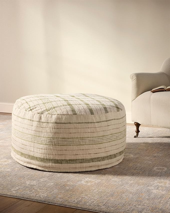 Loloi Chris Loves Julia Wallace Cream Collection CJPF002 Cream 36" W x 36" D x 17" H Round Pouf | Amazon (US)