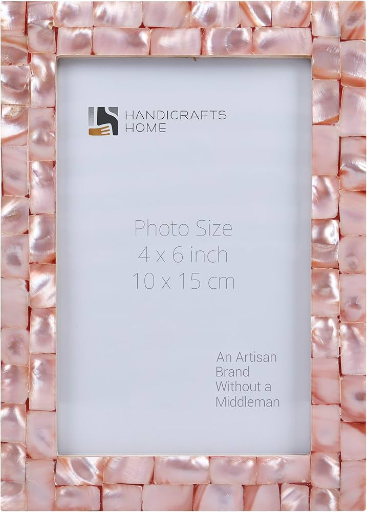 Picture Frames Chic Photo Frame Mother of Pearl Handmade Vintage 4x6 Pink | Amazon (US)