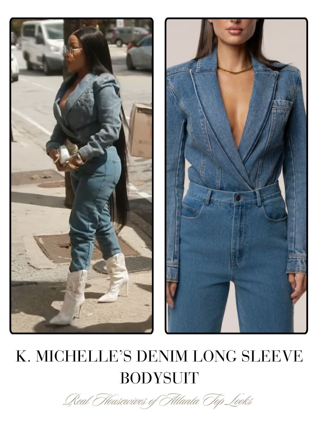 K. Michelle’s Denim Long Sleeve Bodysuit 