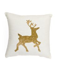 Made In Usa 18x18 Beaded Reindeer Pillow | Home | T.J.Maxx | TJ Maxx