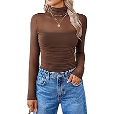 Avidlove Women Long Sleeve Bodysuit Turtle Neck Shapewear Body Suits Mesh One Piece Leotard Shirt... | Amazon (US)