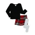 Wonder Nation Toddler Girls Holiday Ruffle Top, Shorts and Tights, 2-Piece Set, Sizes 12M - 5T | Walmart (US)
