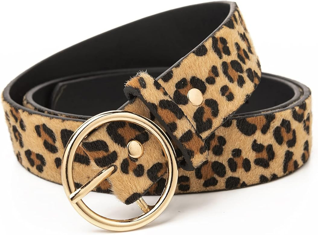 Miss Danger Leopard Belt Alloy Buckle for women Leather Belt with Pants Jeans Dresses | Amazon (US)