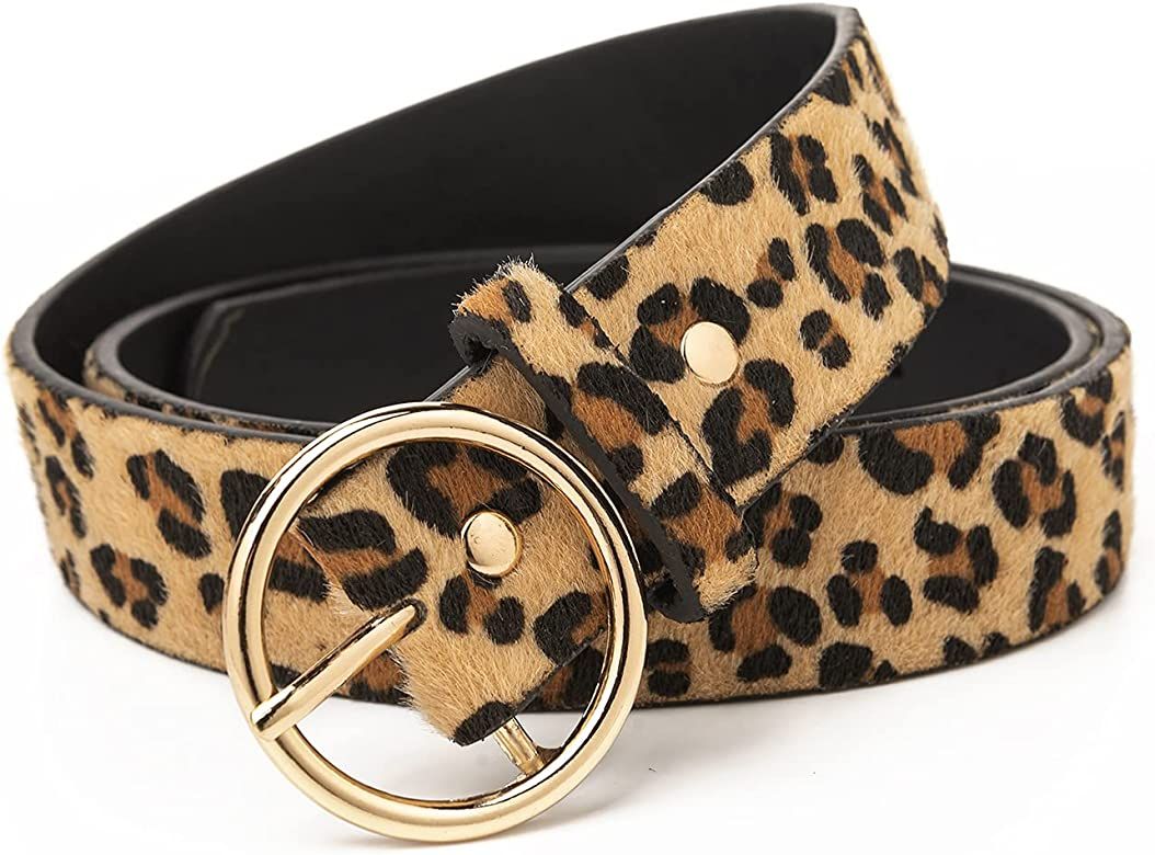 Miss Danger Leopard Belt Alloy Buckle for women Leather Belt with Pants Jeans Dresses | Amazon (US)
