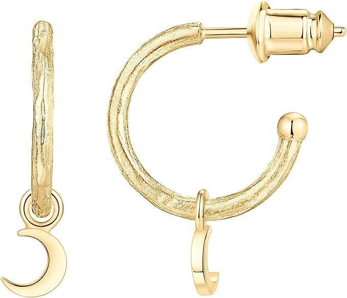 PAVOI 14K Gold Plated 925 Sterling Silver Post Huggie With Dangle | Small Hoop Earrings For Women... | Amazon (US)