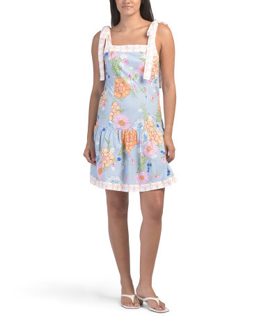Tie Shoulder Flounce Printed Mini Dress | TJ Maxx
