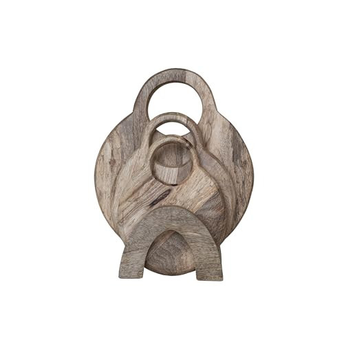 Creative Co-Op 3-Piece Round Mango Wood Cutting Boards with Stand, Natural | Amazon (US)