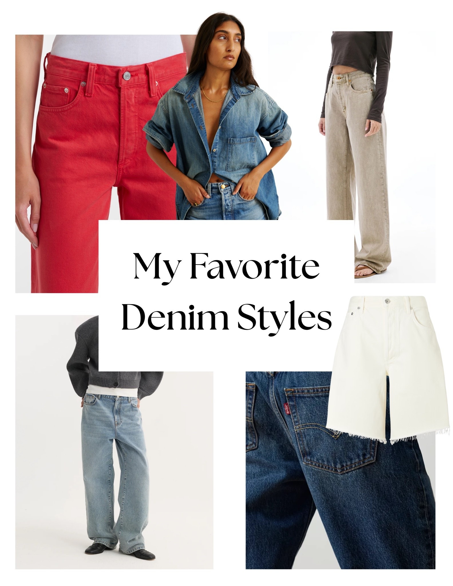 Some of my favorite denim styles….from a straight leg to a high rise 70s flare! Go to tiffanywendel.com to view all of my favorites 🩵