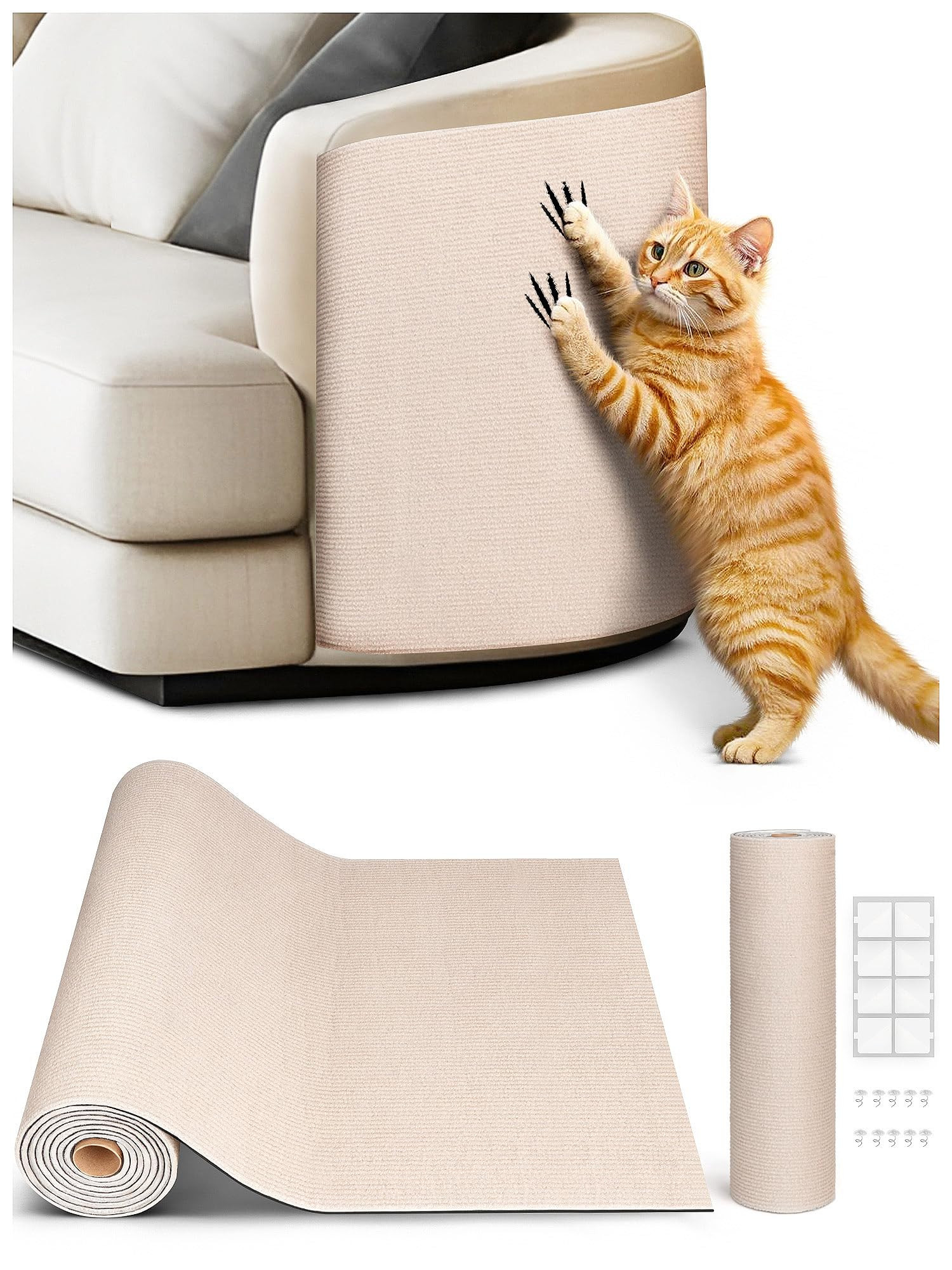 78.7"x15.8" Cat Scratch Mat, Trimmable Self-Adhesive Carpet, DIY Climb Cat Scratcher for Furnitur... | Amazon (US)