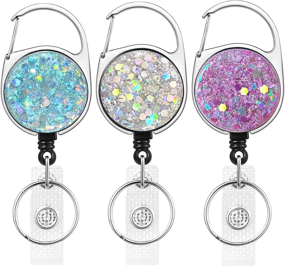 3 Pack Retractable Carabiner Badge Holder, FadyRaye Badge Reel with Belt Clip for Nurse Teacher N... | Amazon (US)