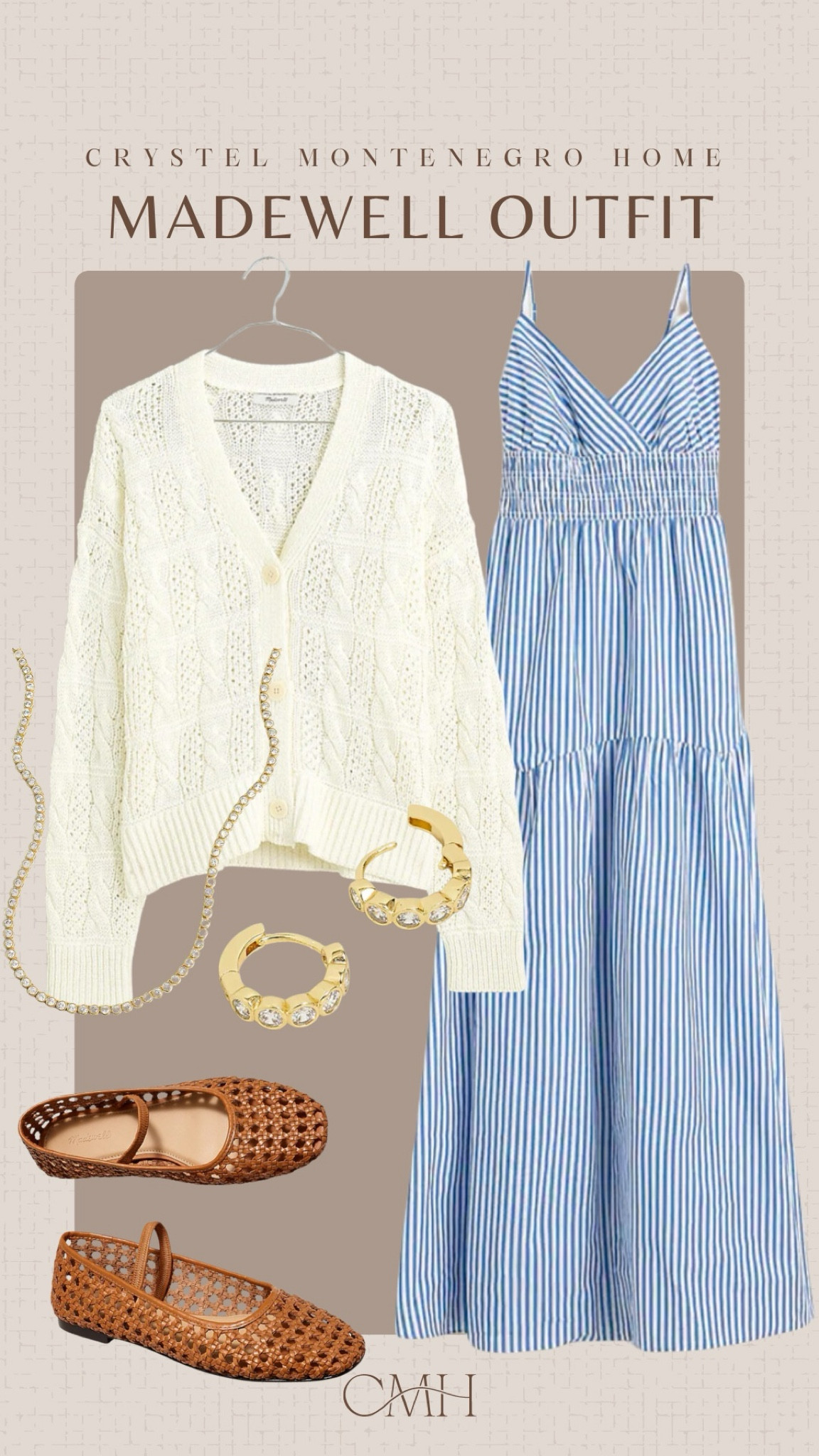 Spring outfit. Summer outfit. Casual outfit for multiple events. Dress up or dress down with the open stitch cardigan and understated jewelry.

#LTKparties #LTKxMadewell #LTKSeasonal