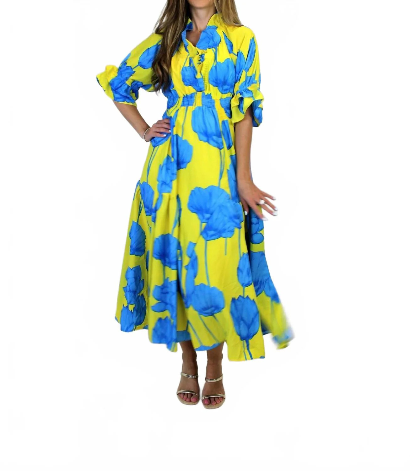 Floral Maxi Dress In Lime | Shop Simon