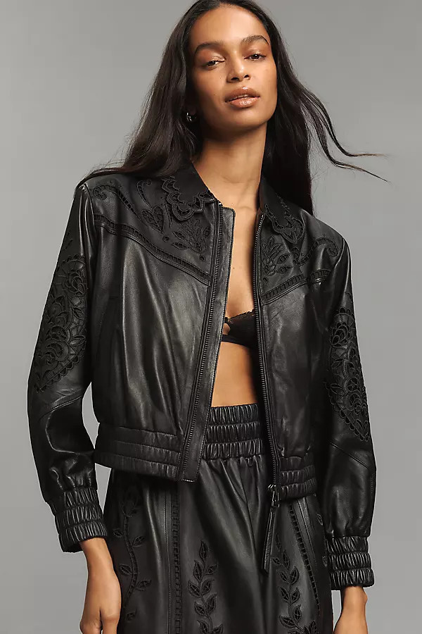 Richelieu Leather Bomber Jacket | Anthropologie (US)