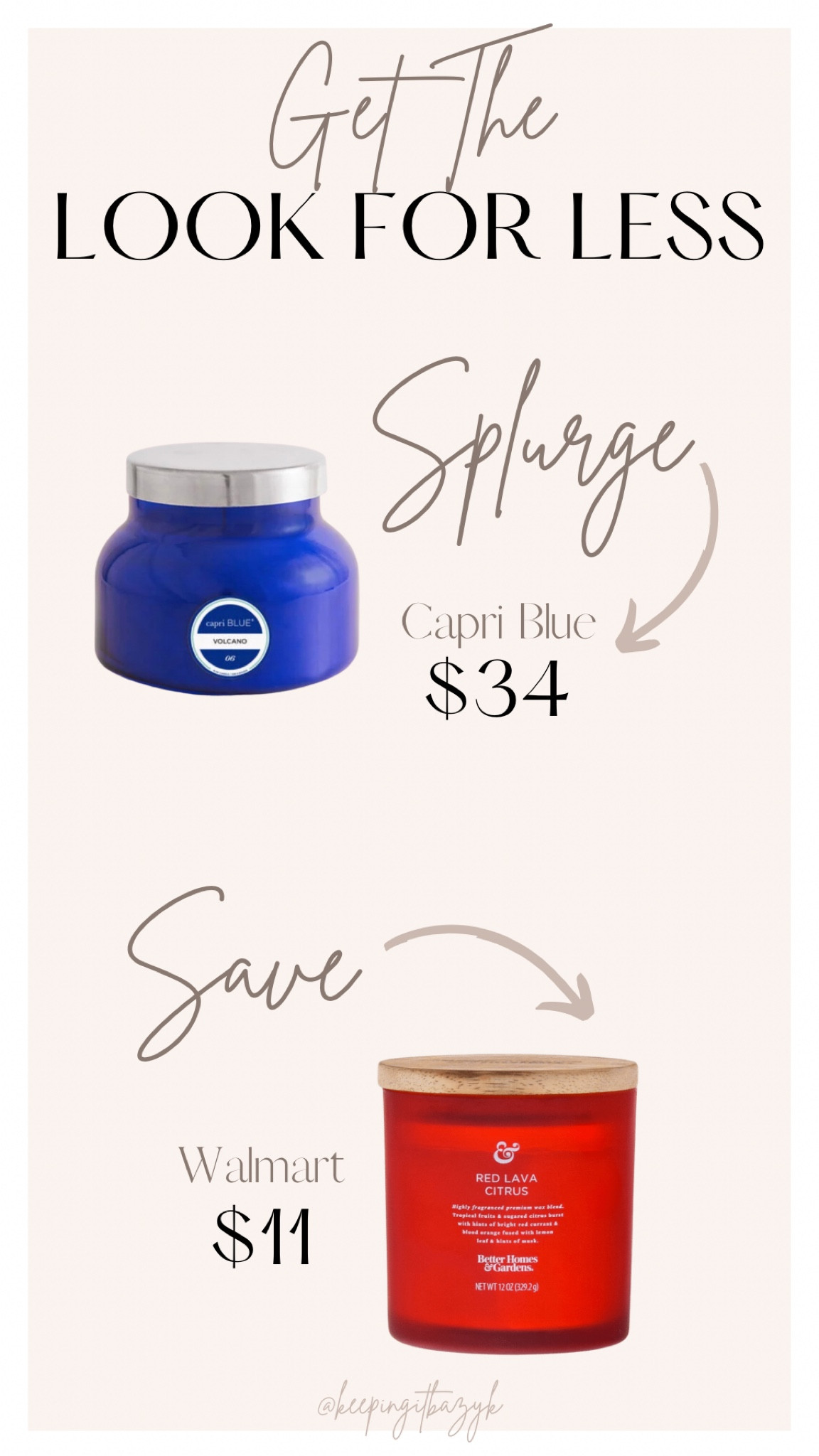 Splurge or save, dupes, Walmart dupes, look for less, volcano, capri blue, volcano dupe, gift guide 

#LTKhome #LTKunder50