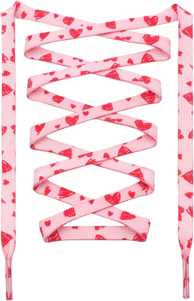 Colored Flat Shoe laces: 2 Pair Heart Printed Shoelaces for Sneakers boot | Amazon (US)