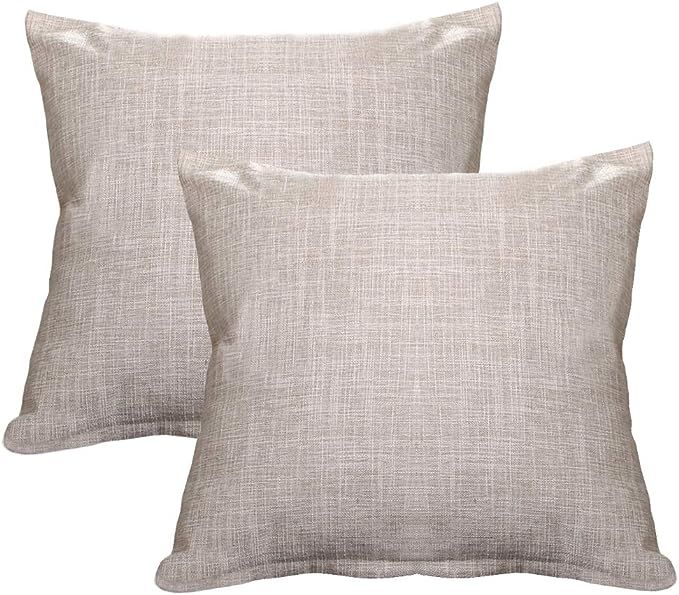WEIXINHAI 2 Pack Burlap Linen Throw Pillow Cover 20"X20" Home Decorative Solid Square Pillowcase,... | Amazon (US)
