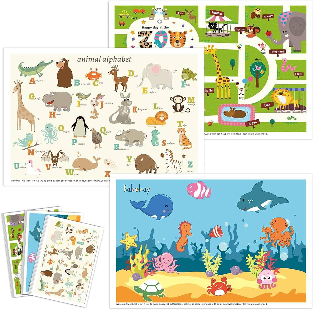 Babebay Disposable Placemats for Baby, 60 Pack Sticky Toddler Placemat for Restaurants, Dining Ta... | Amazon (US)