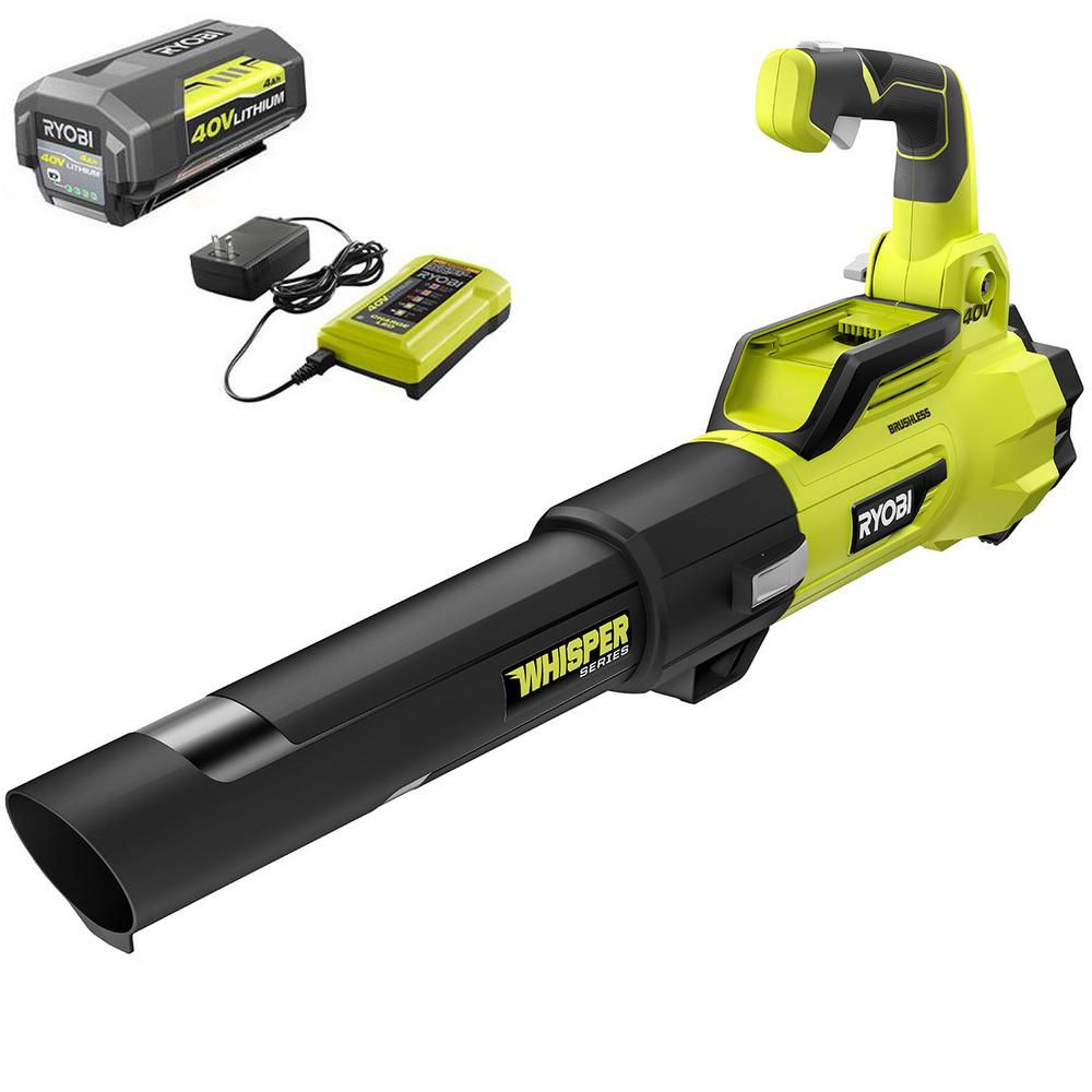 RYOBI 125 MPH 550 CFM 40-Volt Lithium-Ion Brushless Cordless Jet Fan Leaf Blower - 4.0 Ah Battery... | The Home Depot