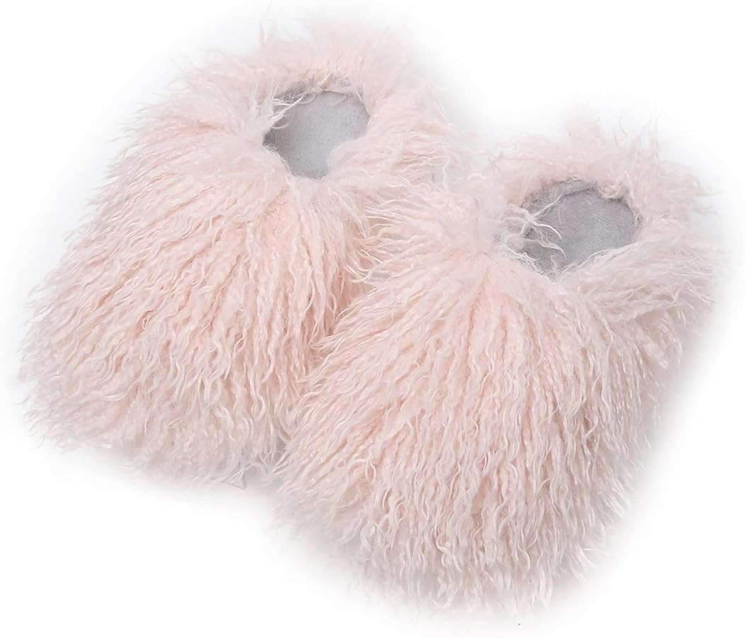 Unisex Fuzzy Faux Fur Slippers, Women's Fluffy Long Hair Sheep Faux Fur Slip on Slides, Girls Lux... | Amazon (US)