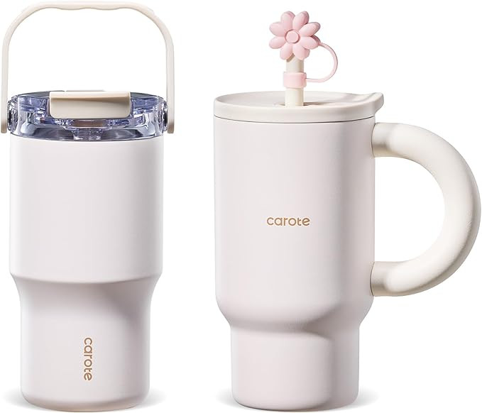 CAROTE 20 oz Leakproof Insulated Water Bottle & 24 oz Insulated Tumbler with Handle and Straw, Do... | Amazon (US)