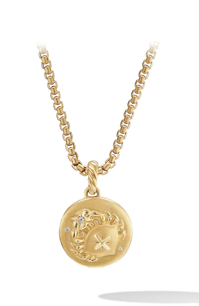 Zodiac Amulet in 18K Yellow Gold with Pavé Diamonds, 18.9mm | Nordstrom