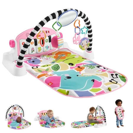 Fisher-Price Glow and Grow Kick & Play Piano Gym Baby Playmat with Musical Learning Toy, Pink | Walmart (US)