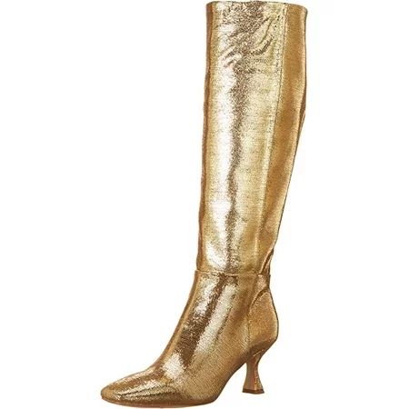 Sam Edelman Leigh Goldmine Squared Toe Spool Heel Knee High Leather Fashion Boot (Goldmine 7.5) | Walmart (US)