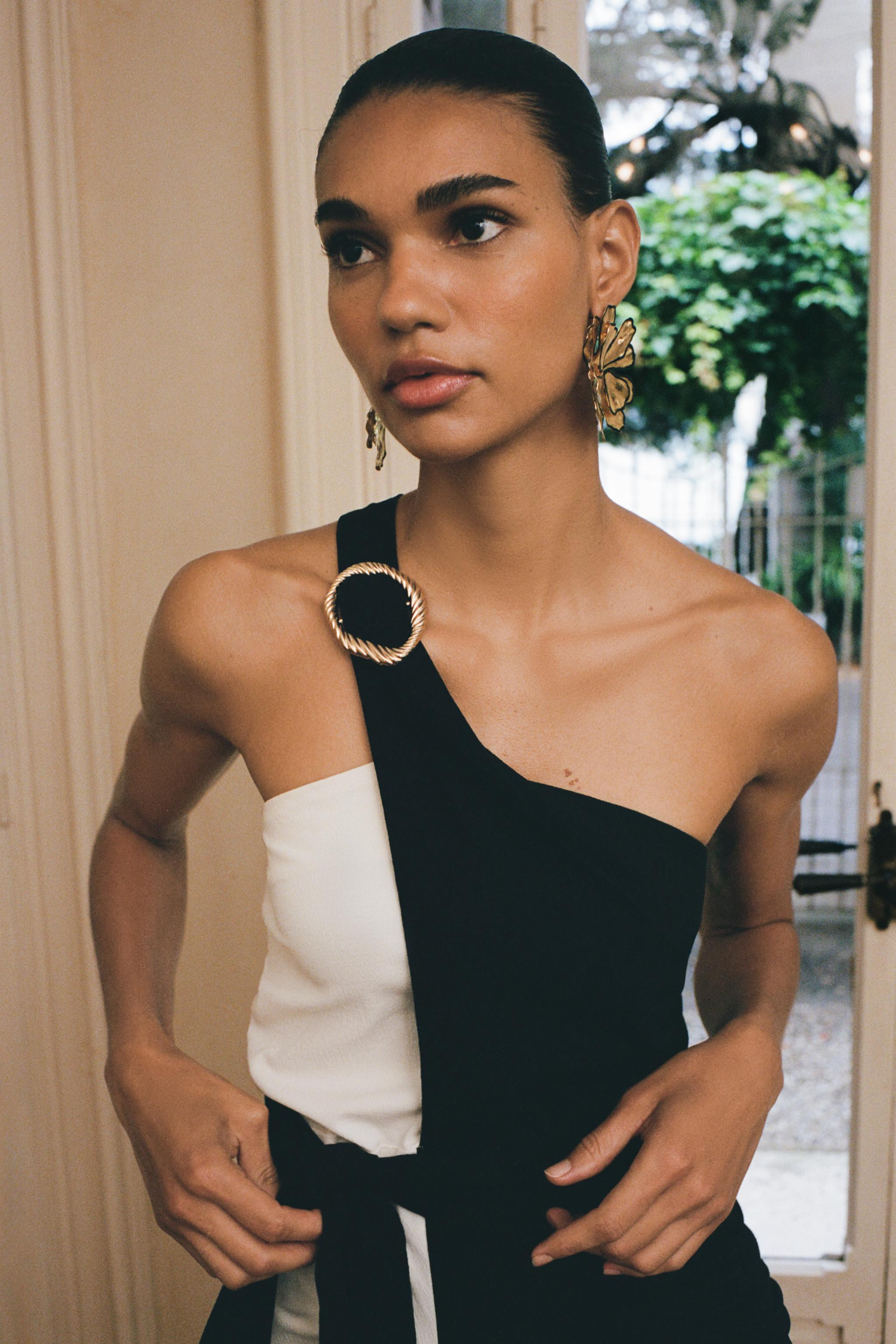 KNOTTED COMBINATION MIDI DRESS | Zara US