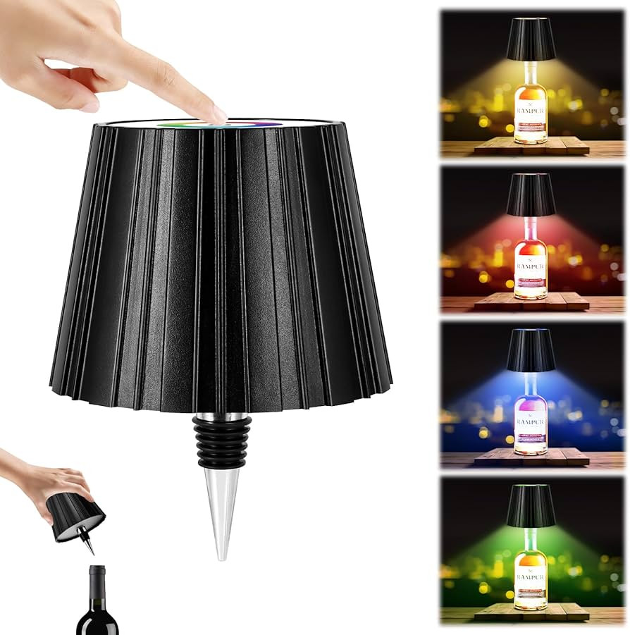 OurLeeme Touch Table Lamp 2000mAH Rechargeable Wireless Desk Lamp Dimmable RGB Bottle Lamp with A... | Amazon (UK)