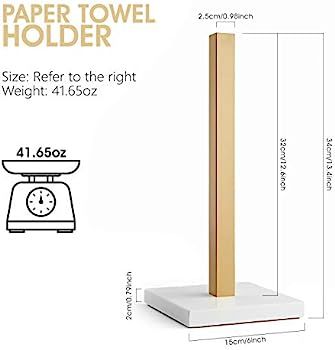 Amazon.com - LUTAVOY Paper Towel Holders Kitchen Standing Paper Towel Roll Holders with Marble Ba... | Amazon (US)