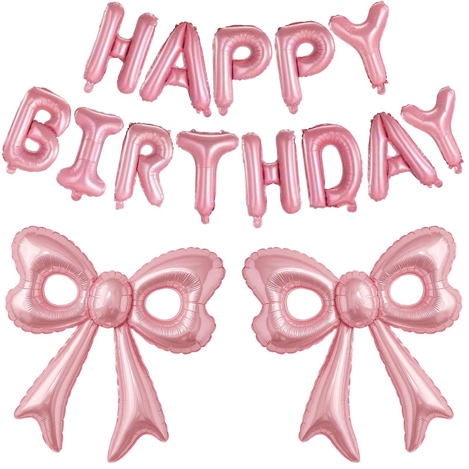 Pink Happy Birthday Balloons, 31”Huge Pink Bow Aluminum Foil Balloons for Girl Woman Birthday, ... | Amazon (US)