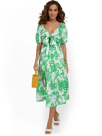 Tropical-Print Twist Cut-Out Maxi Dress - Lena - New York & Company | New York & Company