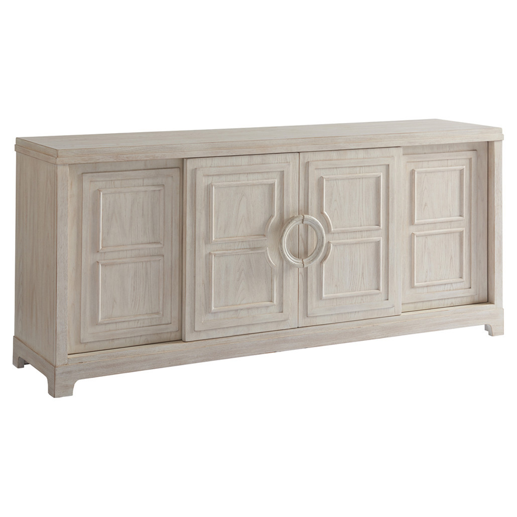Leeward Coastal Beach Whitewash Wood Media Cabinet - 78 | Kathy Kuo Home