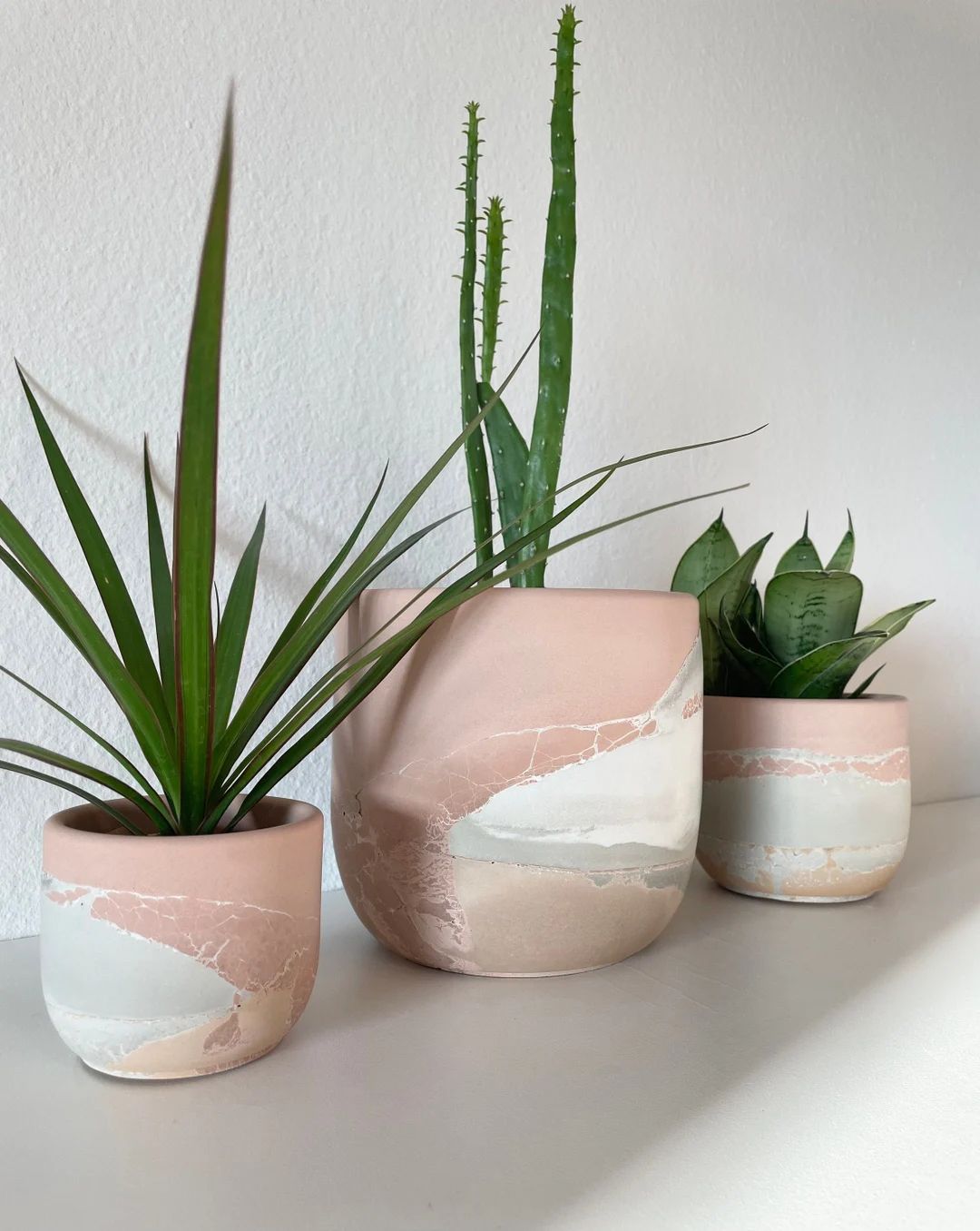 Sedona Planter | Sedona Collection Layered Concrete Planter | Tulip Shaped Plant Pot | Minimalist... | Etsy (US)