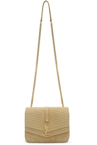 Beige Suede Medium Sulpice Bag | SSENSE 