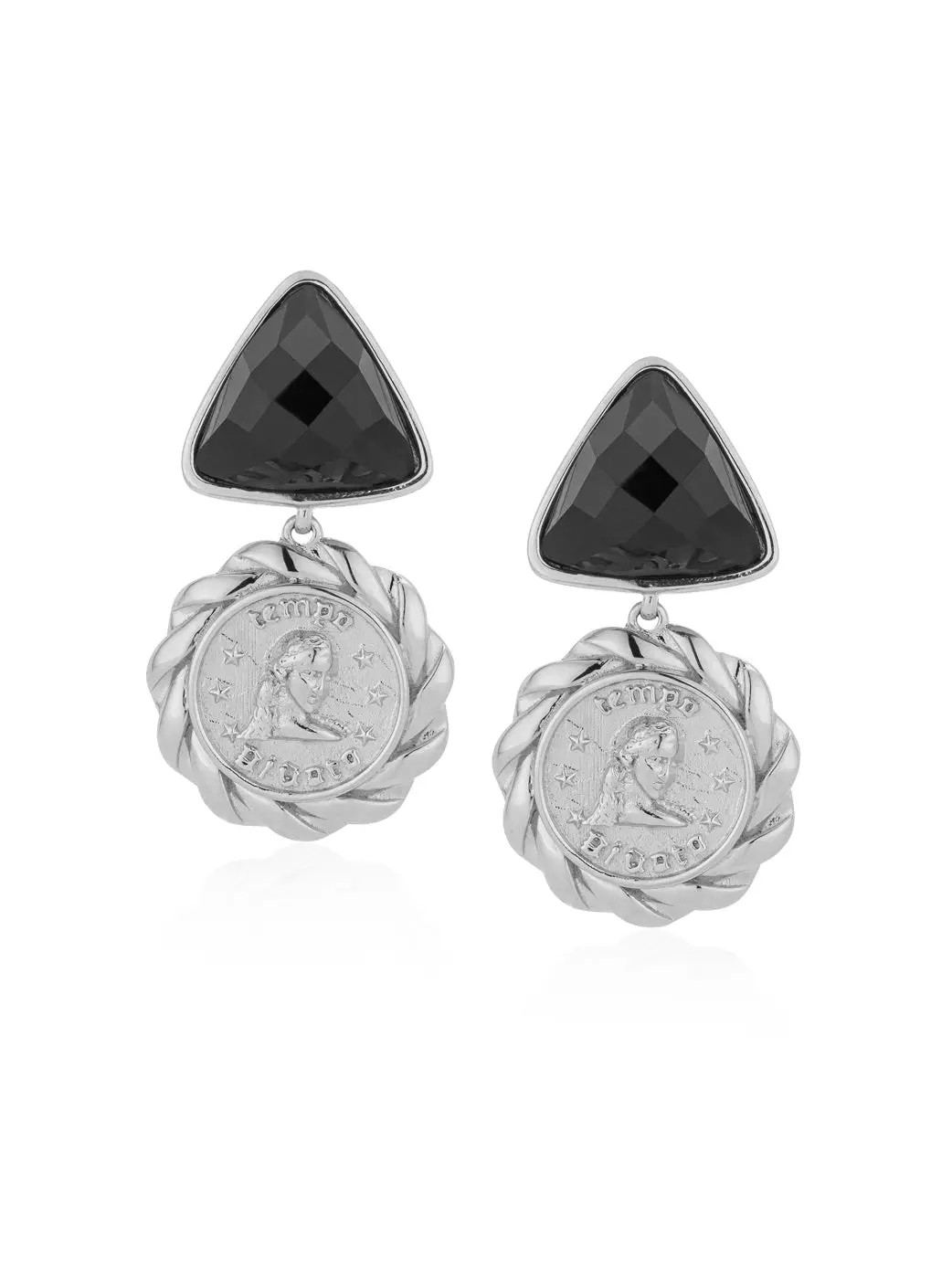 AGATE EIRENE COIN EARRINGS - Silver | SAINT OWEN