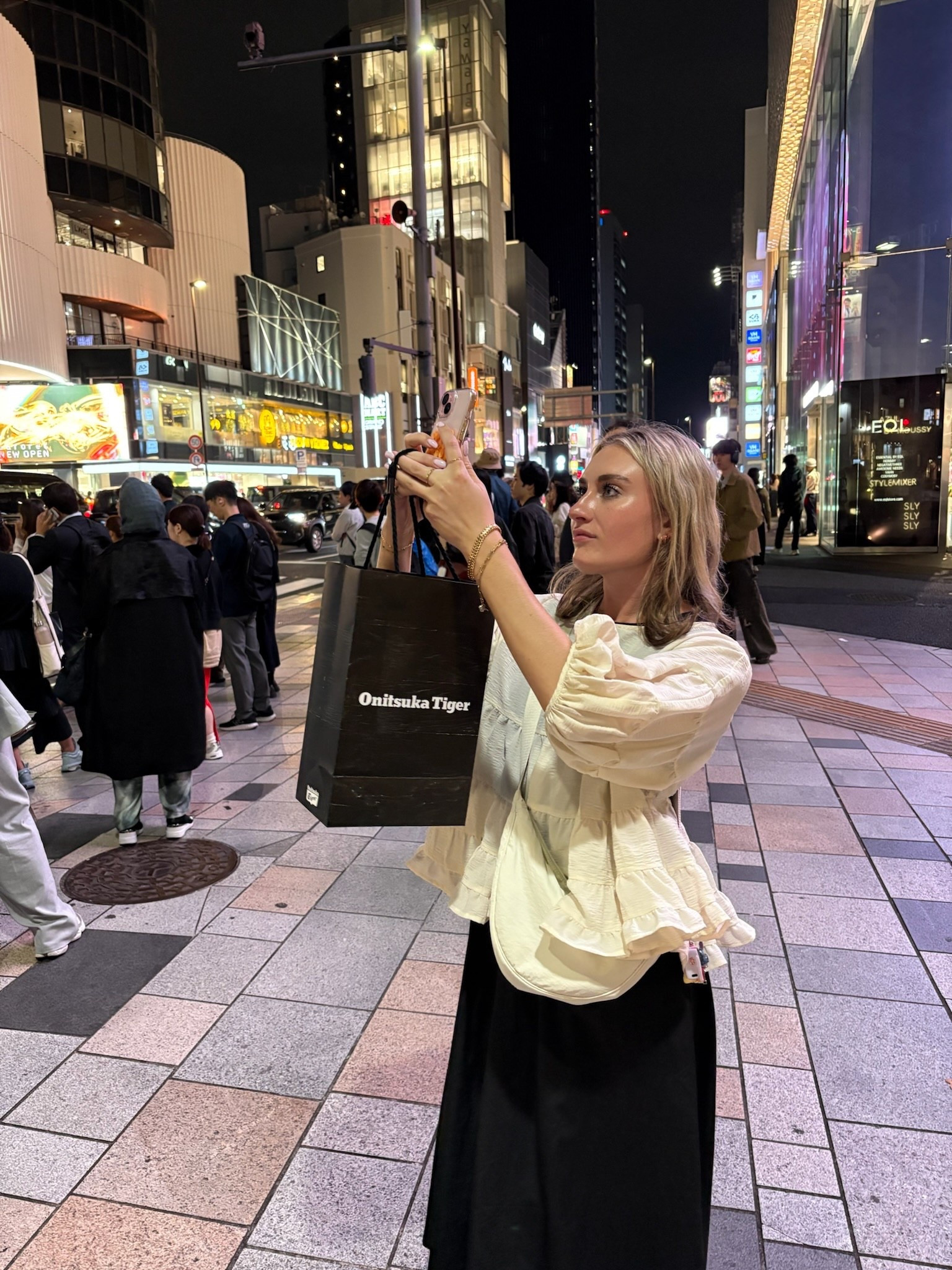 For this night on the town in Tokyo, I layered my staple “I don’t know what to wear” flowy top over a black maxi dress. This dress is versatile, because the top is mimicking a ribbed cotton tank while the bottom is elevated with chiffon. I paired this with my Uniqlo purse, and pink Onitsuka Tigers. While out and about that night, I bought my navy tigers because I loved my pink ones so much! 

#LTKTravel #LTKWorkwear #LTKStyleTip