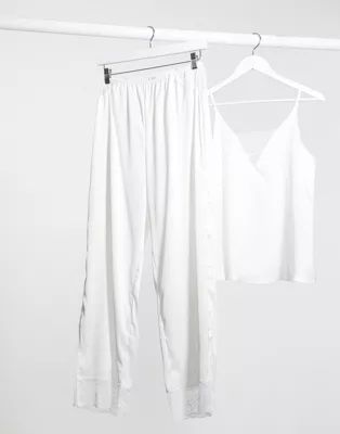ASOS DESIGN mix & match satin & lace pants in white | ASOS (Global)