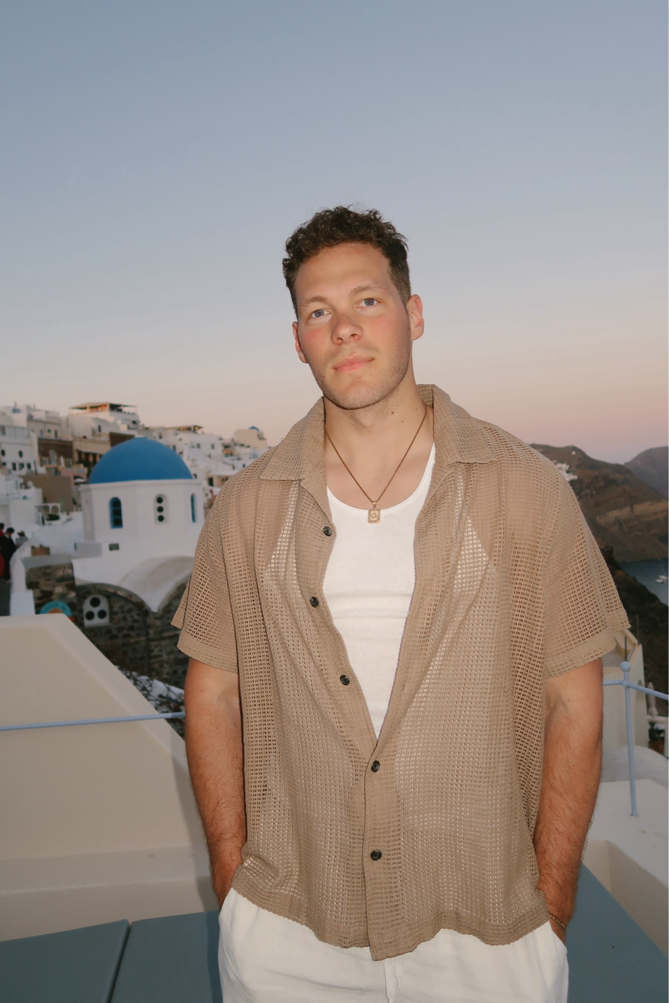 Men’s summer outfits // men’s basketweave short sleeve button down shirt, white tank, linen pants, gold initial jewelry 

#LTKFindsUnder100 #LTKSeasonal #LTKMens