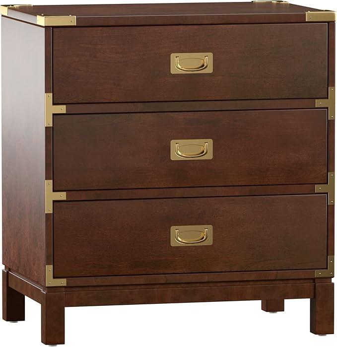 Inspire Q Kedric 3-Drawer Goldtone Accent Nightstand by Bold Espresso Espresso Finish, Goldtone F... | Amazon (US)