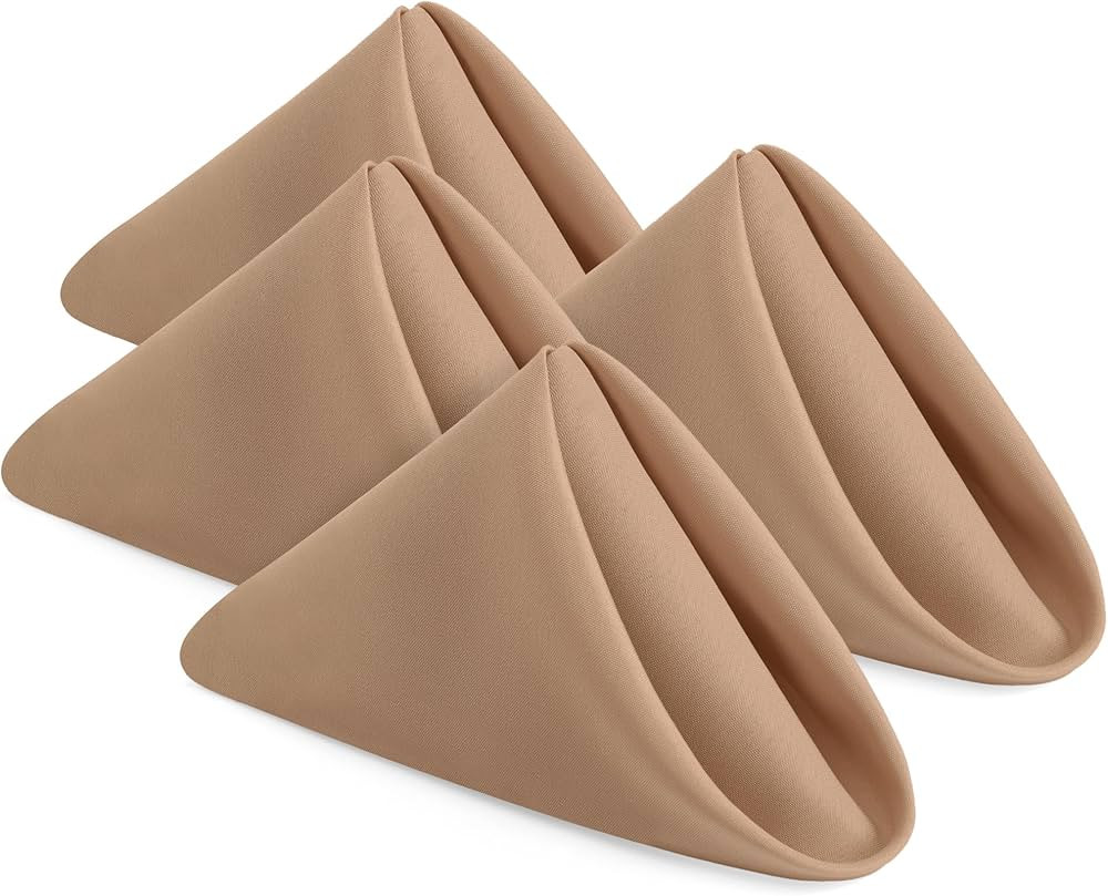 Utopia Home [24 Pack, Beige] Cloth Napkins 17x17 Inches, 100% Polyester Dinner Napkins with Hemmed Edges, Washable Napkins Ideal for Parties, Weddings and Dinners | Amazon (US)