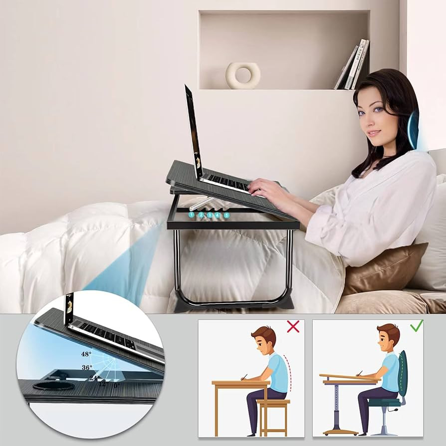 Laptop Desk for Bed Couch, Portable Lap Desk/ Stand for Laptop, Small Adjustable Foldable Bed Tab... | Amazon (US)