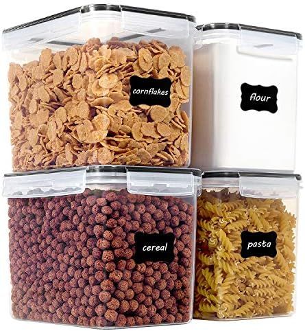 Vtopmart Airtight Food Storage Containers 4 Pieces 3.3 quart / 3.6L- Plastic PBA Free Kitchen Pantry | Amazon (US)